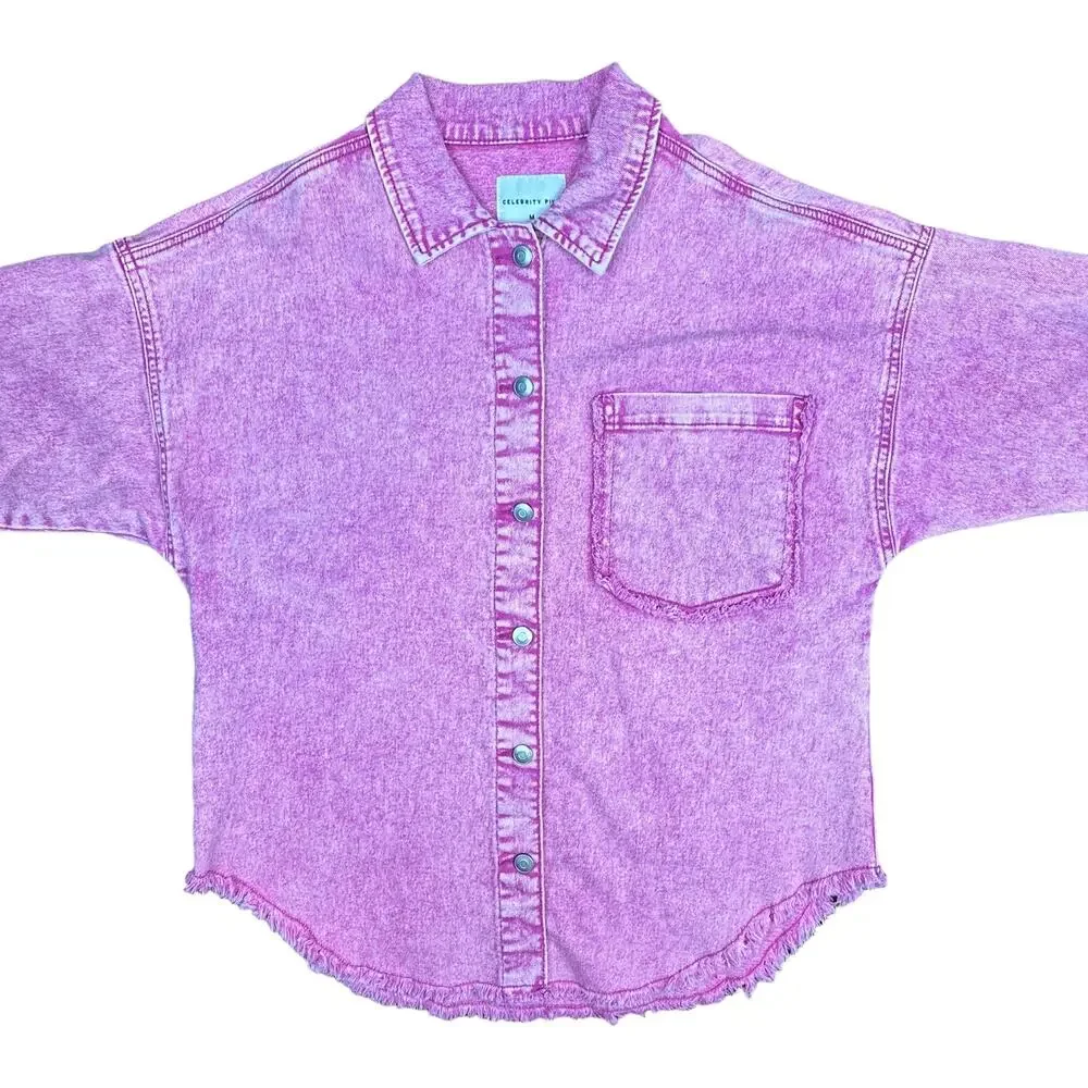 Celebrity Pink Women's Button Up Jeans Shirt Collared Long Sleeves Size M - Picture 13 of 16